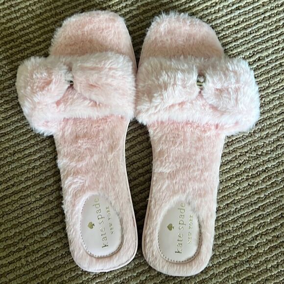 🆕Kate Spade fluffy pink slippers 10 - Picture 3 of 7